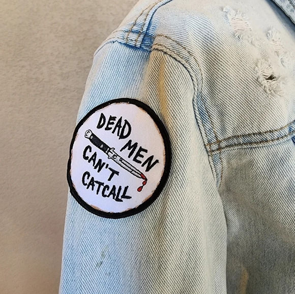 Brandy Melville Alien patch work distressed jean Jacket Size Large - Picture 3 of 8